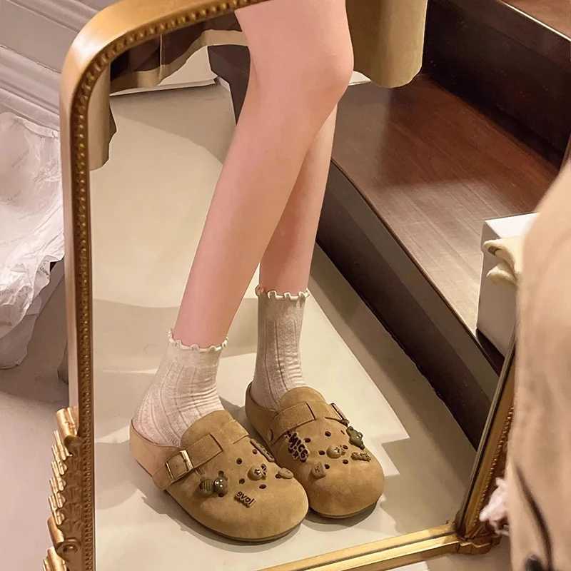 New Women Suede Clogs Slippers Soft Insole Sandals with Arch Support Shoes Outdoor Beach Suede Clogs Slippers Women Sandals W250905