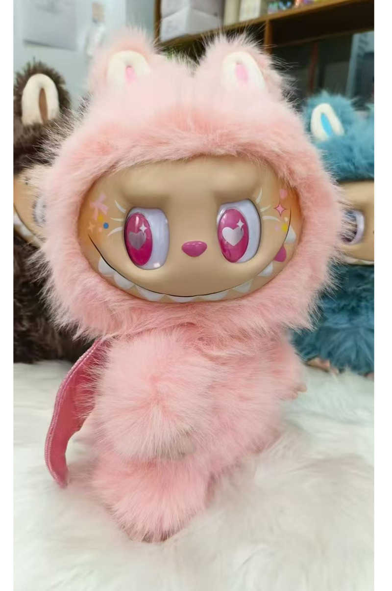 Labubu doll 38CM Heartbeat Macaron Enamel Monster Face Blind Box PVC Statue Desktop Decoration Cute Doll Kids Birthday Gift L250905