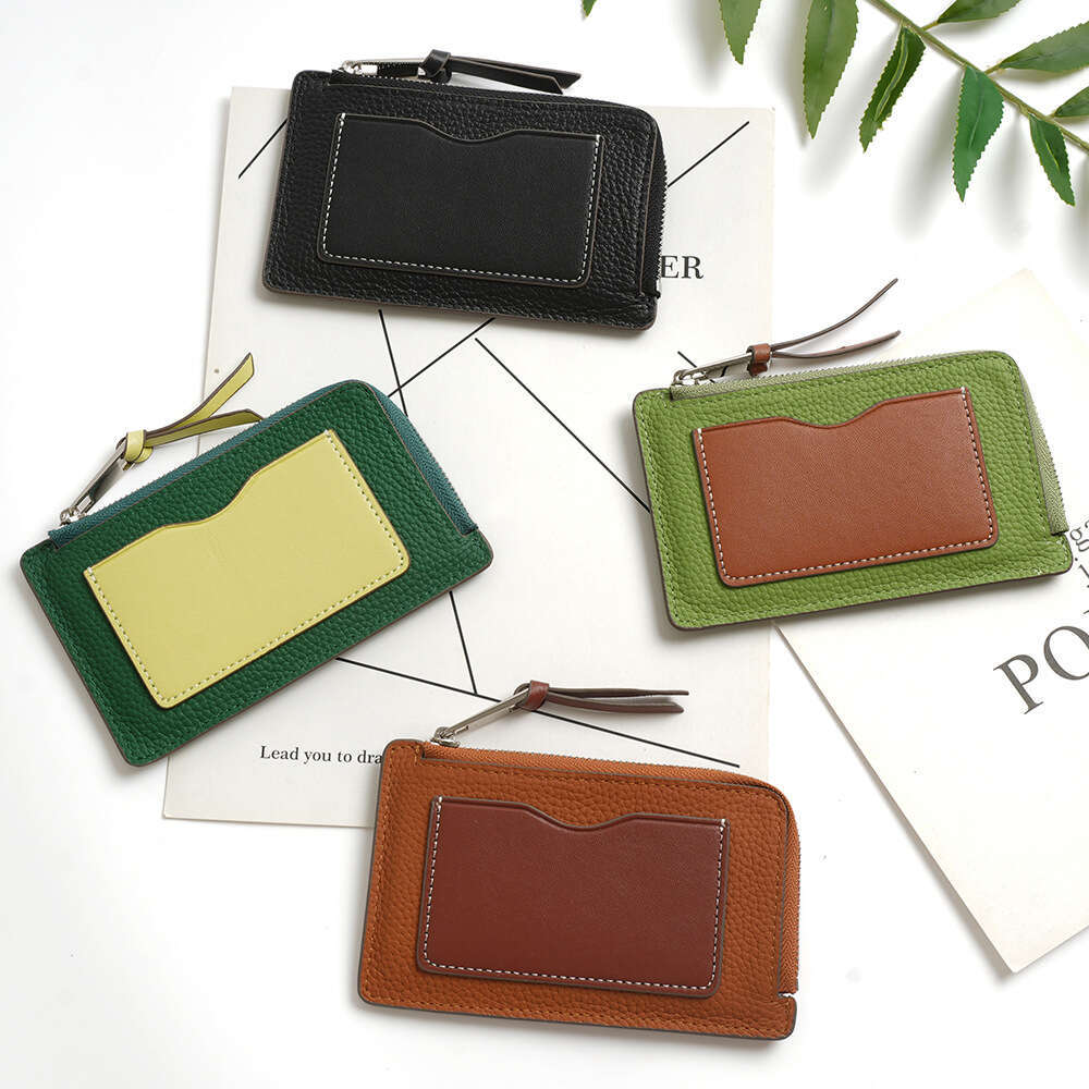 Fashion Genuine Leather Purse Multi-Card Slot Ultra-Thin Card Holder Coin Bag Top Layer Cowhide Zipper Small Wallet for Women designer wallet B5