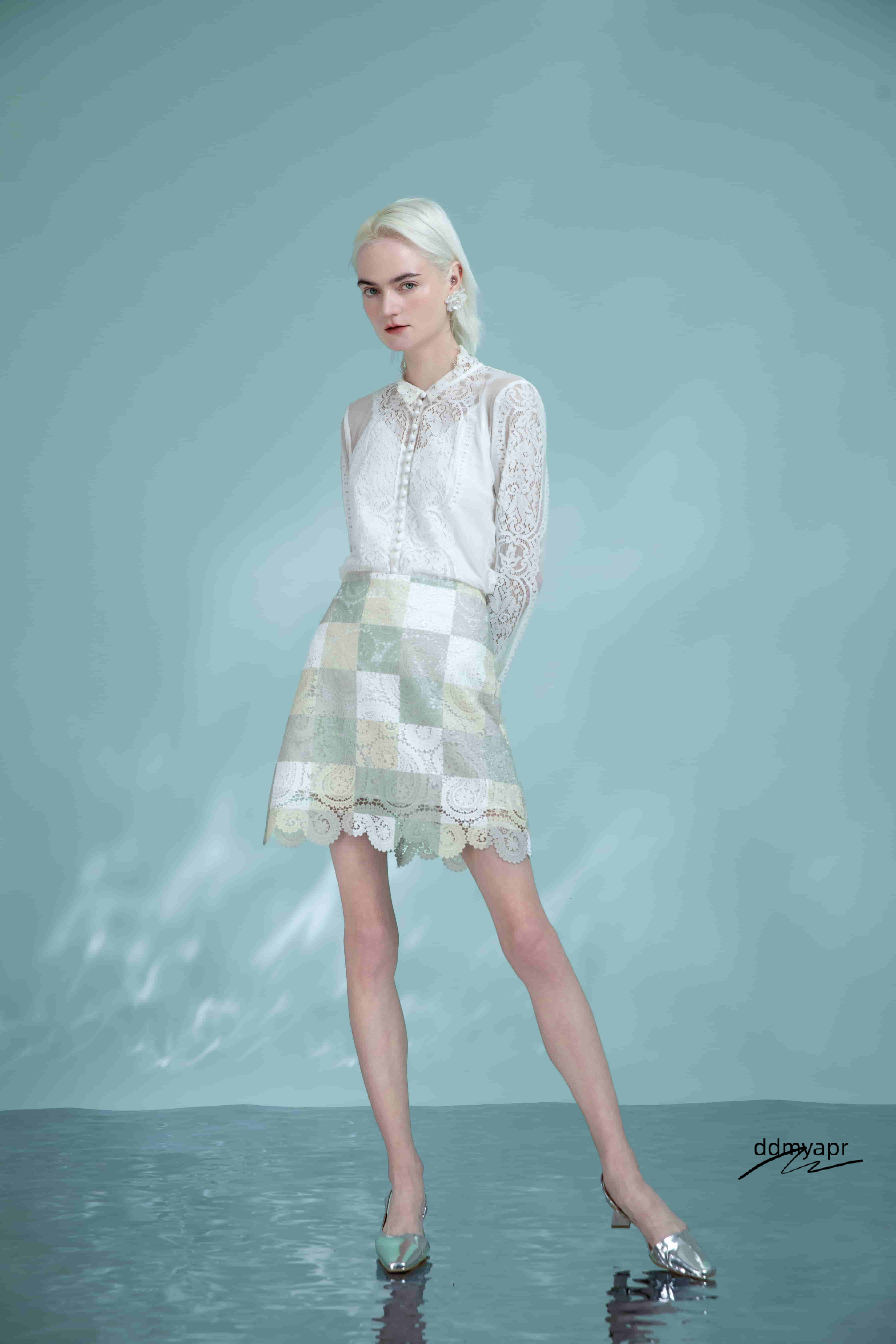 Women Colorful Lace Plaid Straight Short Skirts Elegant Ladies Hollow Out Trendy Zipper Work Wear Floral Pencil ddmyday Wrap Hips Mini Skirt 6111017