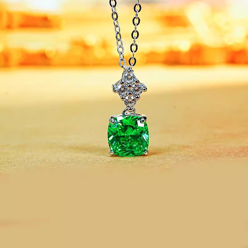 Choucong Luxury Wedding Jewelry Sets 925 Sterling Silver Fill Cushion Shape Emerald Pave 5A Cubic Zircon CZ Diamond Party Eternity Women Open Ring Cla