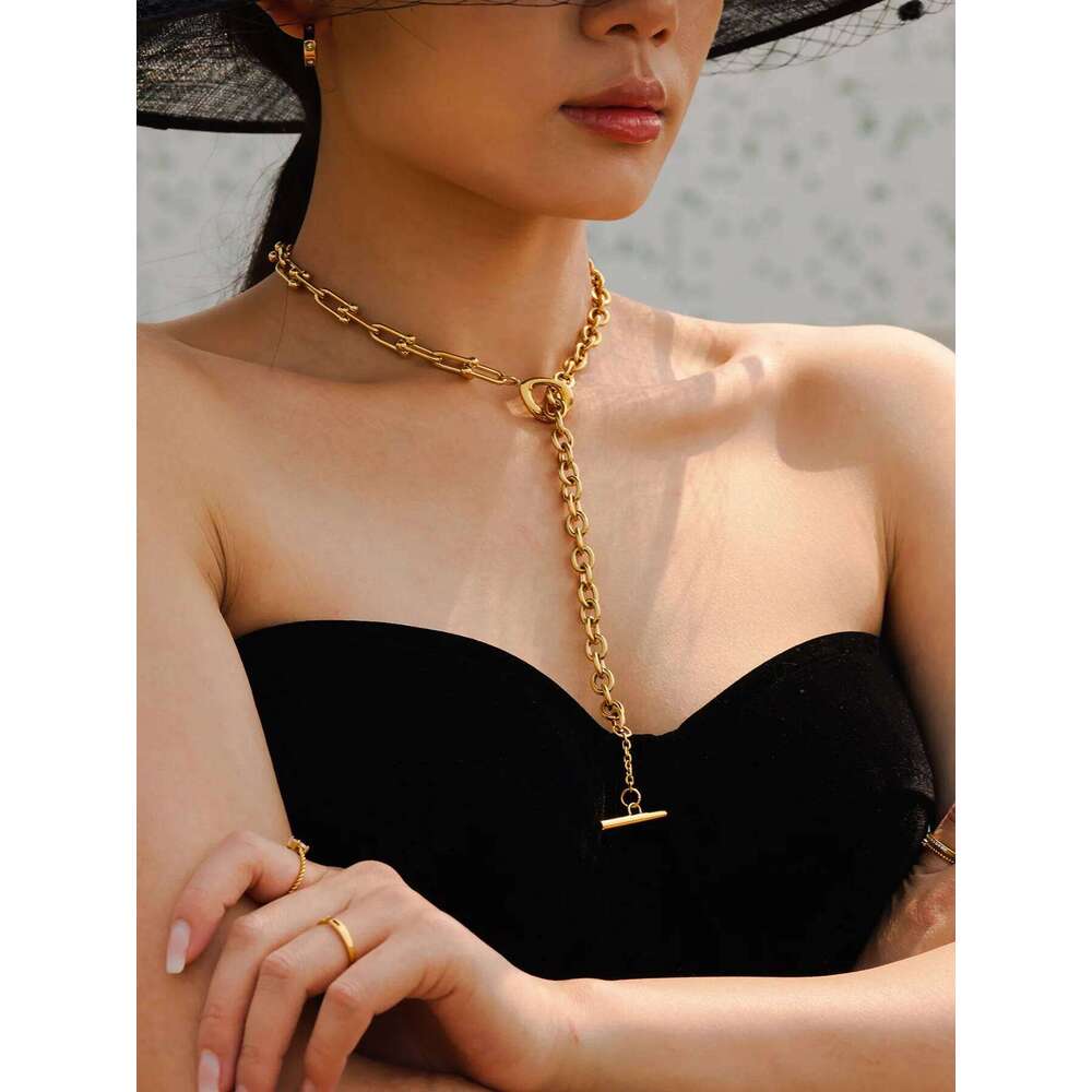 Nivora Hip Hop O Chain Stainless Steel For OT Clasp Pendant Retractable Choker Necklace Women No Tarnish Jewelry