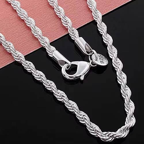 Wholesale Hip Hop Sterling Silver 925 Rope Chain Twist Necklace Wedding Engagement Jewelry 12mm Chunky Rope Chain Necklace