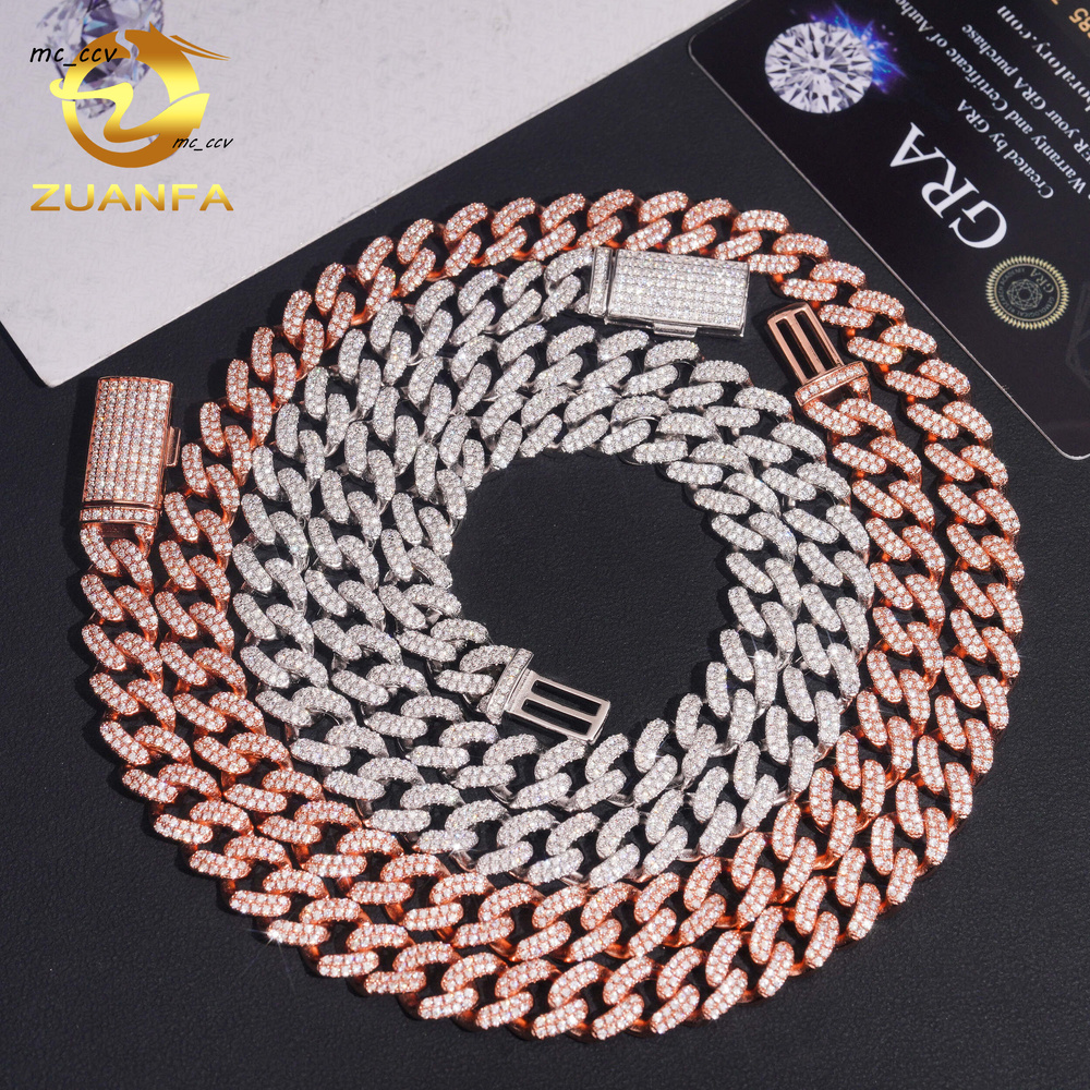 Hot Sale Hip Hop Jewelry 10mm Moissanite Cuban Link Chain 925 Silver Iced Out Moissanite Cuban Chain