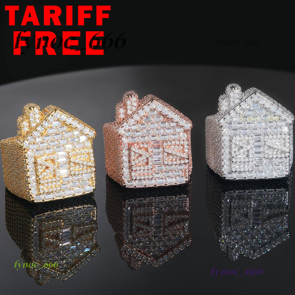 New Arrival Custom House Hip Hop 925 Sterling Silver Champion Mens Moissanite Ring Fashionable Hip Hop Style