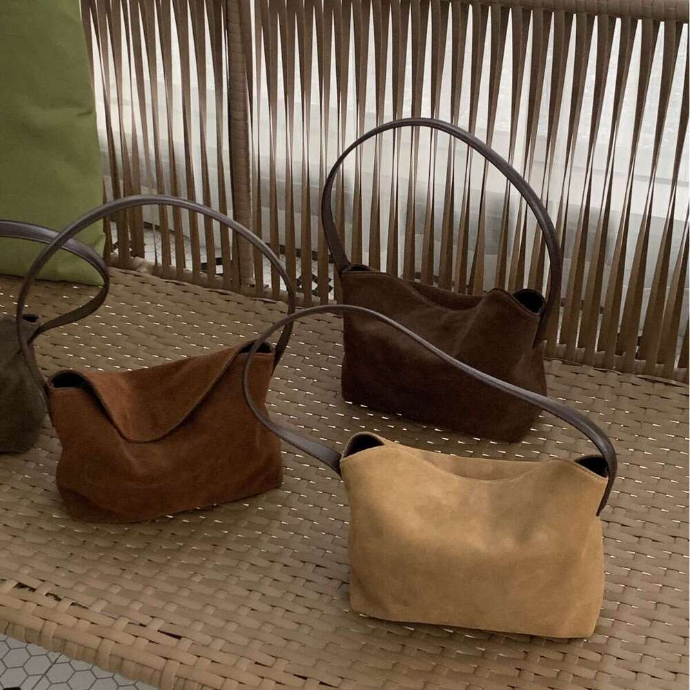 Maisa Same Style Autumn Winter Suede Handbag Women Trendy 2024 New Genuine Leather Women's Single Shoulder Underarm Bag
