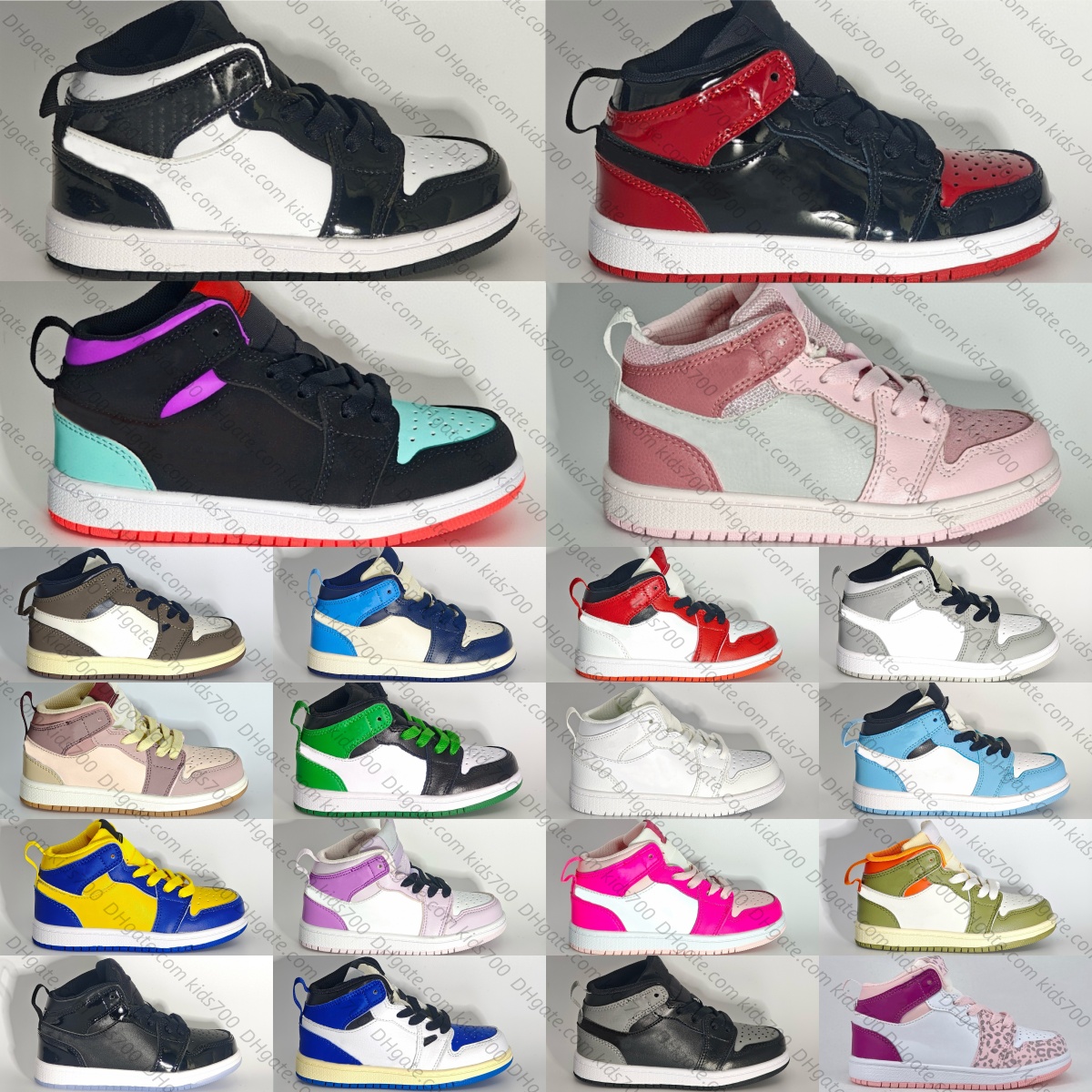 Kids Sneakers Toddlers Shoes Mid Boys Basketball Pink UNC Chicago Black White Youth Trainers Girls Children Leopard Red Lost Found Pine Green Grey Blue Multi eur 6C-5Y