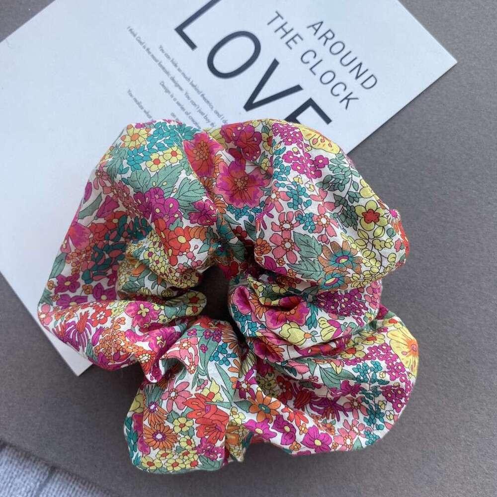 DH collections Large Colorful Garden - themed Chunky Elastic Hair Ties with Liberty Print