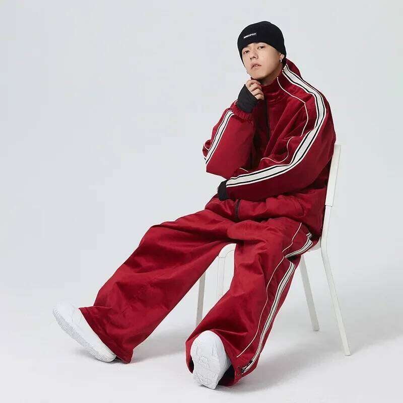 2025 New Outdoor Sports Men's One Piece Ski Windproof Skiing Suits Breathable Thermal Snowboarding Pants Clothing Sets