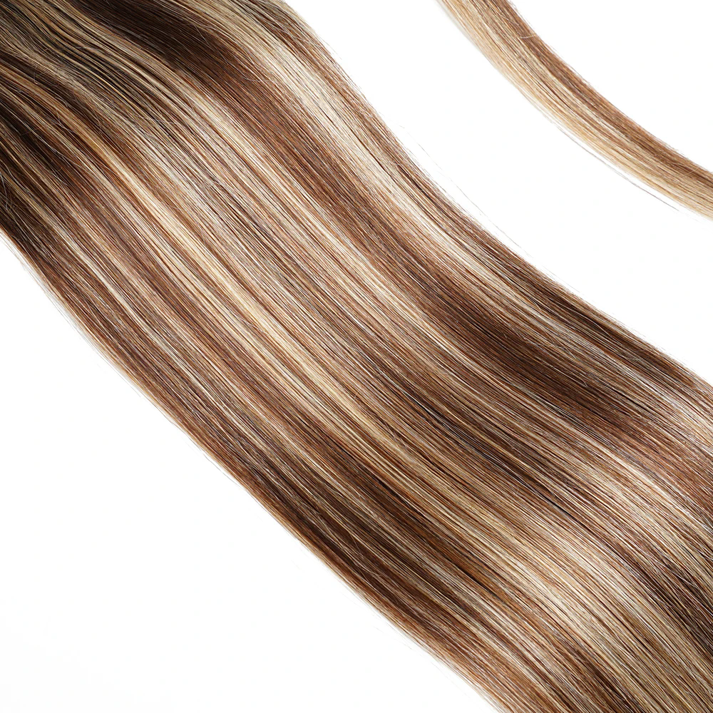 Ponytail Human Hair Straight 120g Extensions Remy Hair 12-24inch Ombre Brown Ponytail for Women