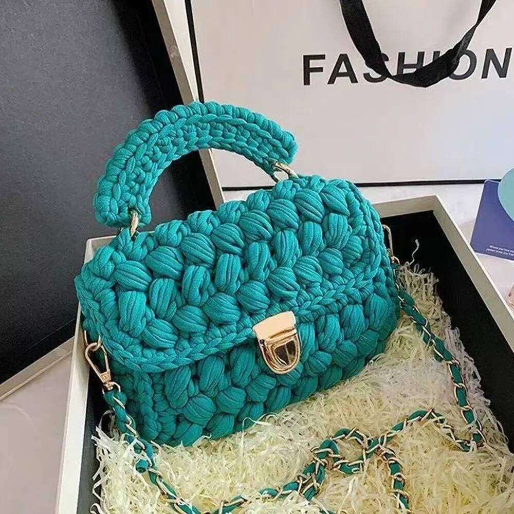 Stylish Handmade Knitted Texture Bohemian Rope Woven Handbag Casual Style DIY Messenger Bag Daily Use