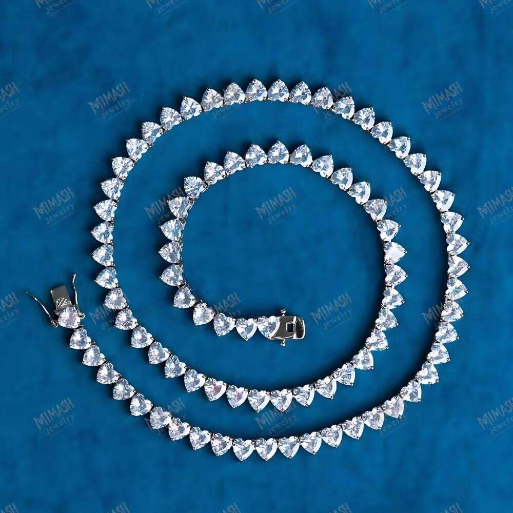 Moissanite Tennis Chain Necklace Classic VVS Dia Look, Elegant Iced Out Jewelry for Men & Women Fashion Style