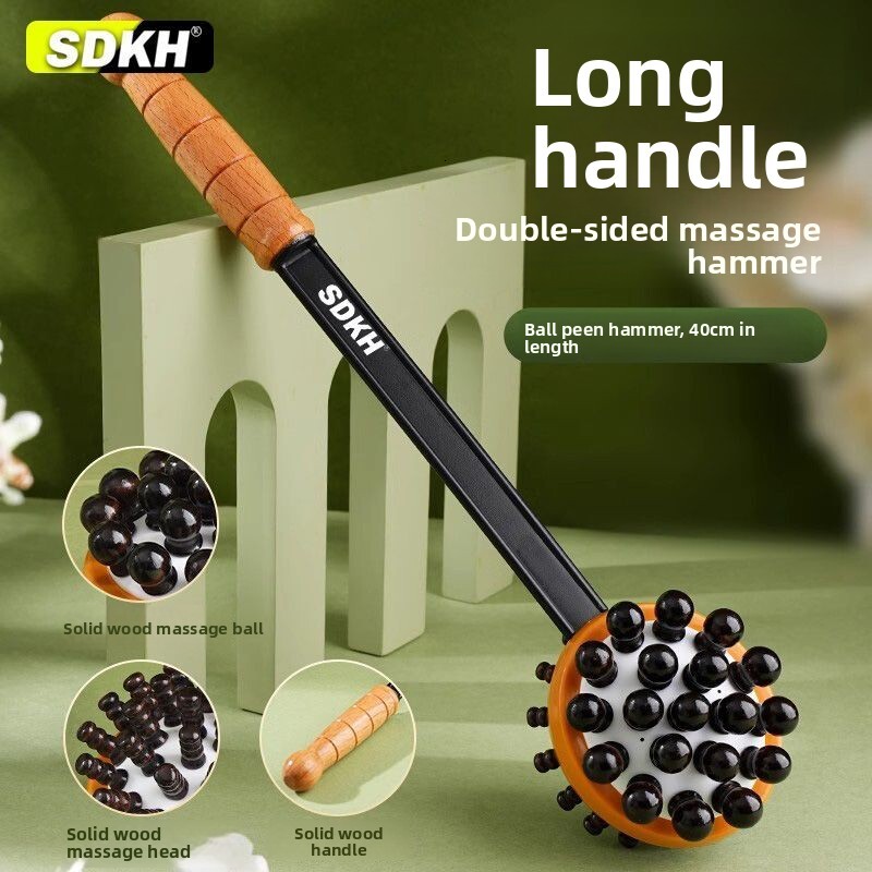 SDKH Artifact Retractable Meridian Tapping Stick Full Body Massage Back Hammer Double-Sided Solid Wood
