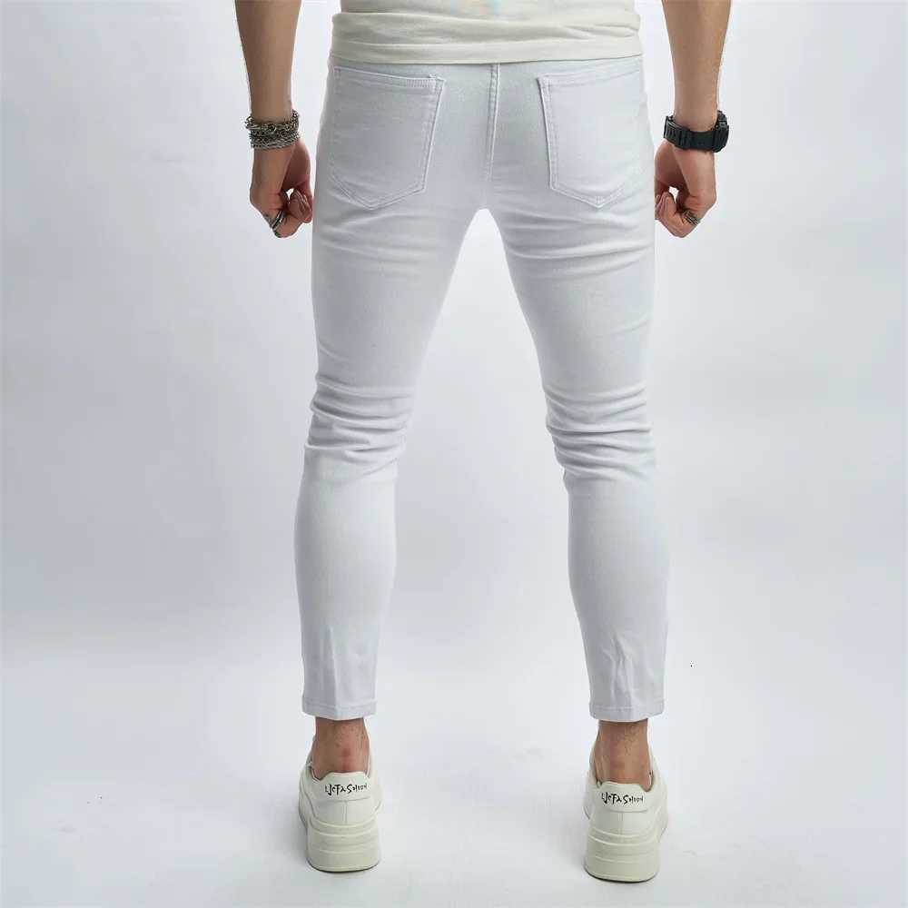 Mens Street Distressed White Skinny Jeans Men Good Quality Stylish HipHop Holes Slim Stretch Pencil Denim Pants W250905