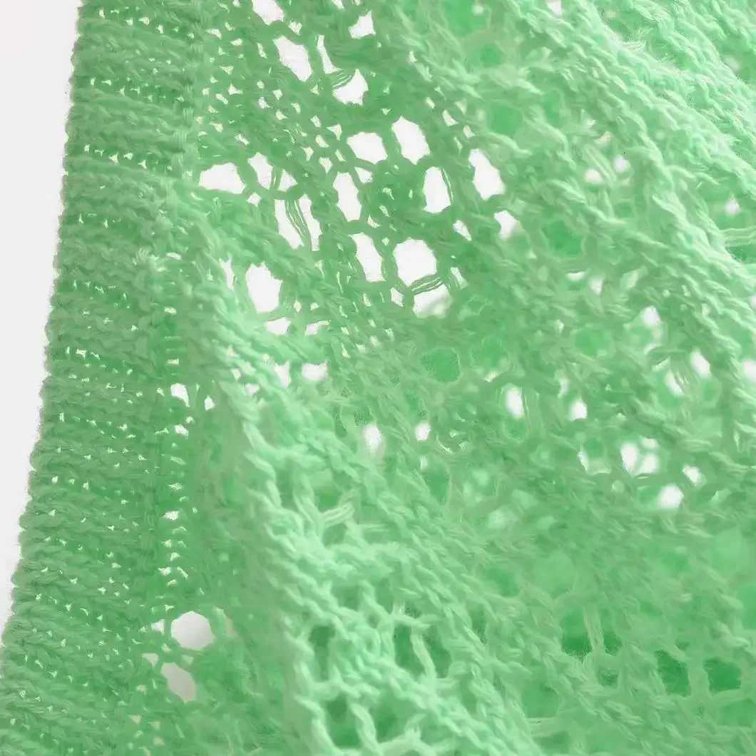 TRAFSHE Women Fashion Jacquard Solid Knitted Hollow Out Pullover Sweater Vintage Lapel Neck Short Sleeve Female Chic Lady Tops Z250905