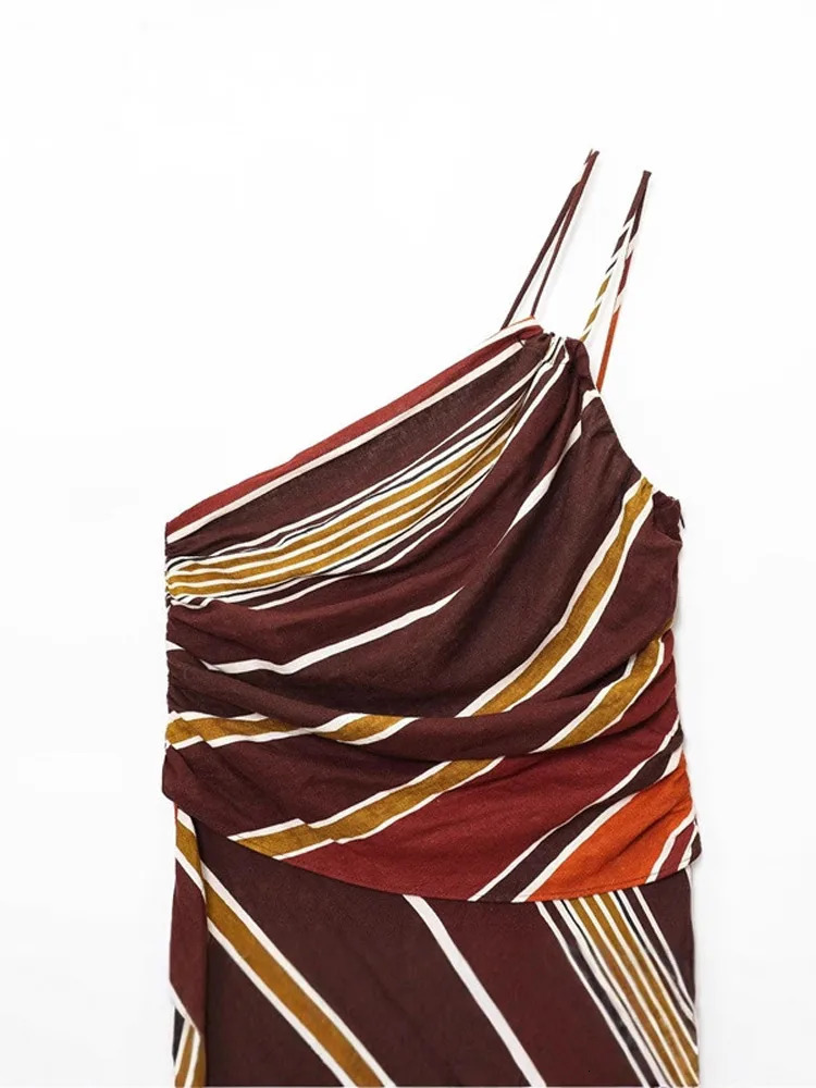 Striped Strap Sleeveless Backless Long Dress Women High Waist Vacation Street 2025 Female Dresses Party Club Chic Lady Robe 250905
