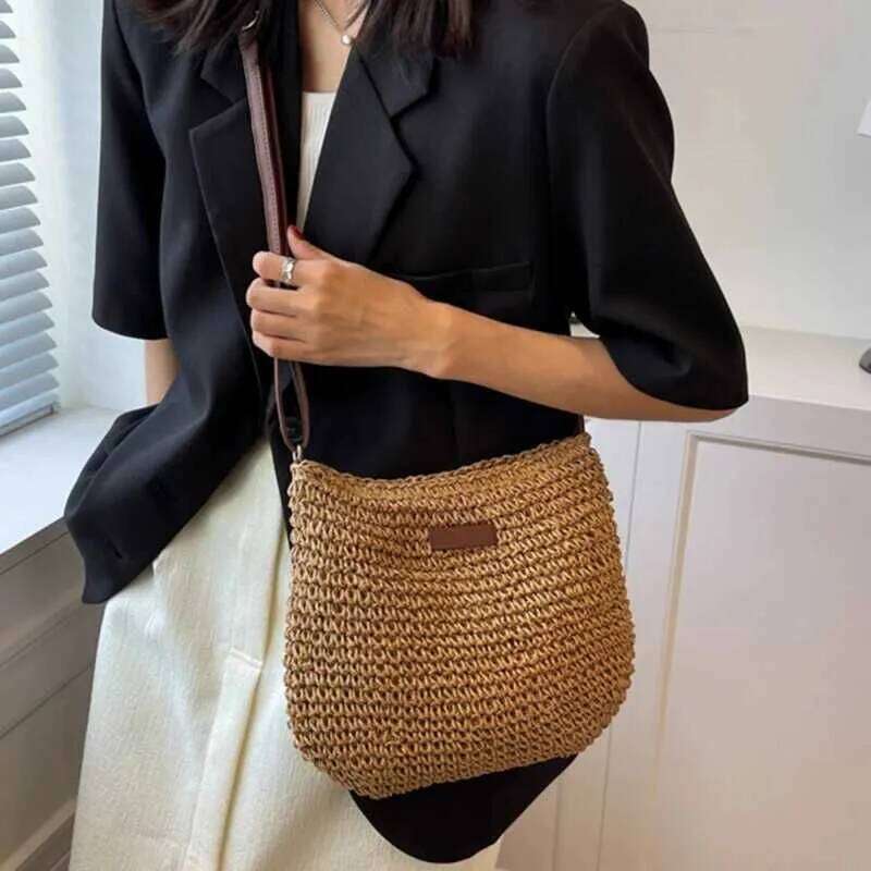 Woven Summer Fashion Straw Beach Holiday Crossbody Bag Shopping Large Capacity Shoulder Handbag Messenger Ladies
