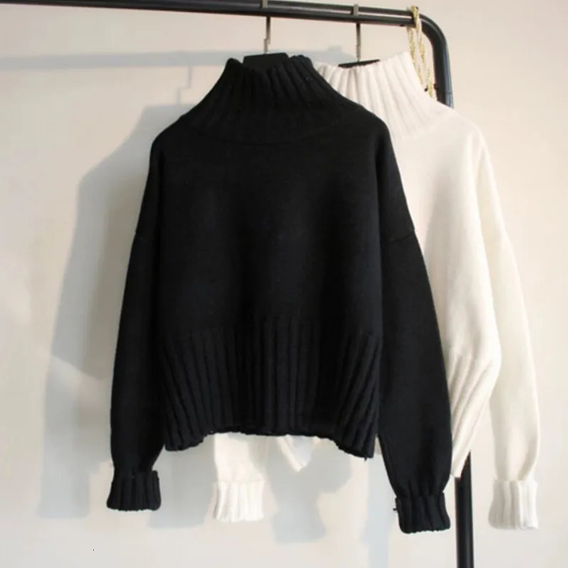 Knitted Sweaters Women Casual Slim Solid Turtleneck Coat Pullovers Female Soft Warm Jumper Tops Long Sleeve
