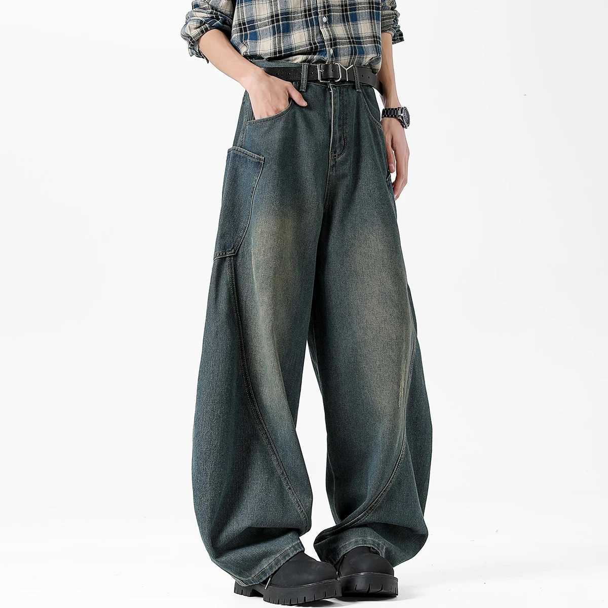 Fashion Mens Bgaay Jeans Nostalgic Vintage American Loose Oversized Denim Trousers Y2k Streetwear Wideleg Pants Size S3XL W250905