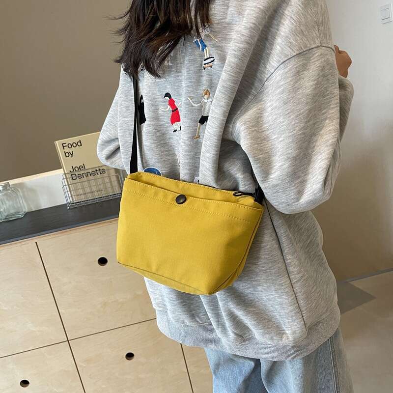 Solid Color Casual Versatile Small Crossbody Portable Simple Coin Purse Phone Single Shoulder Diagonal Canvas Bag