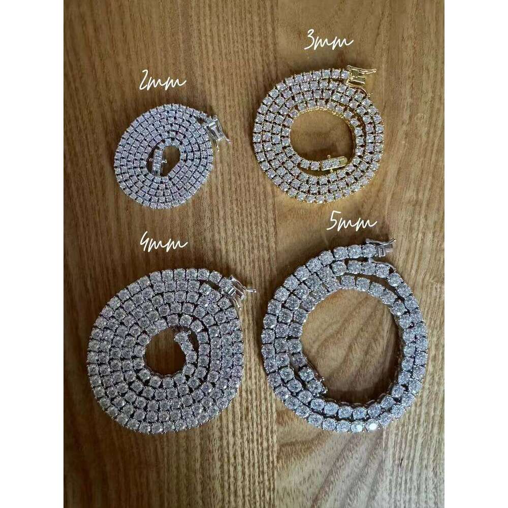 Rinntin SMN Men Women Hip Hop Iced Out Fine Jewelry 2MM 3MM 4MM 5MM S Sier Vvs Moissanite Tennis Chain Necklace