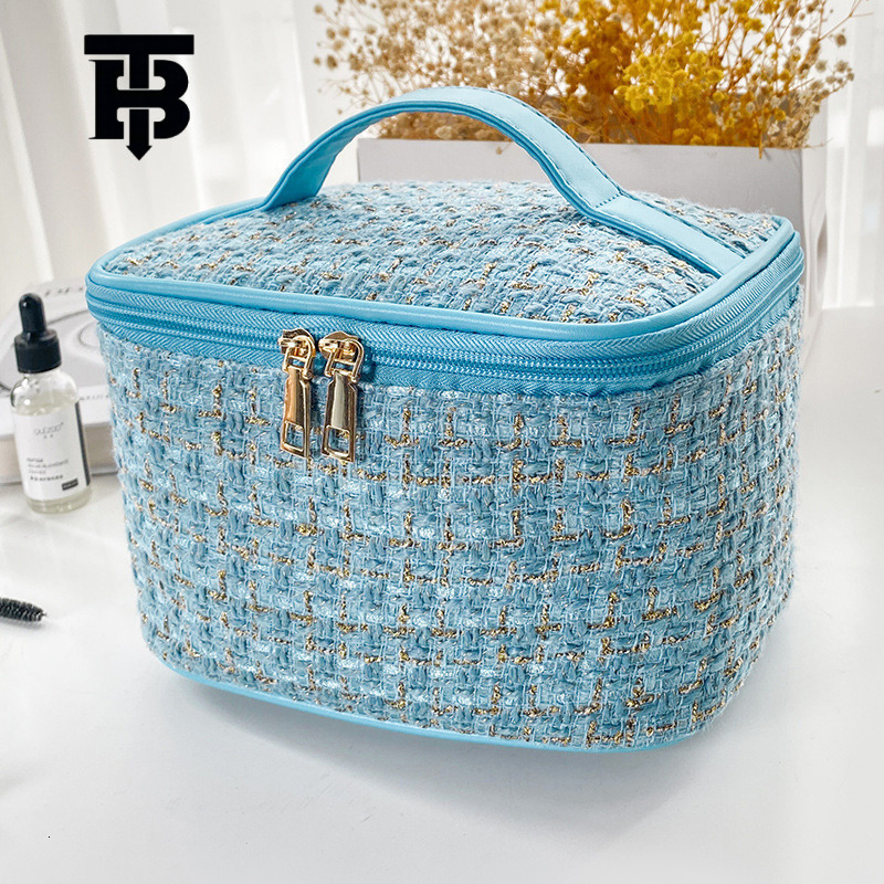TB BHULAMTE Designer Bag New Korean Version Plaid Handheld Makeup Bag Large Capacity Portable Toiletry Organizer Luxury Bag Makeup Case Travel Wholesa