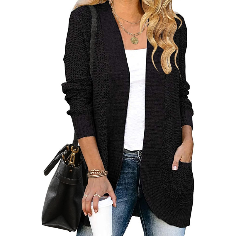 Women's Fall Winter 2025 Long Sleeve Open Front Casual Lightweight Soft Knit Cardigan Sweater Outerwear