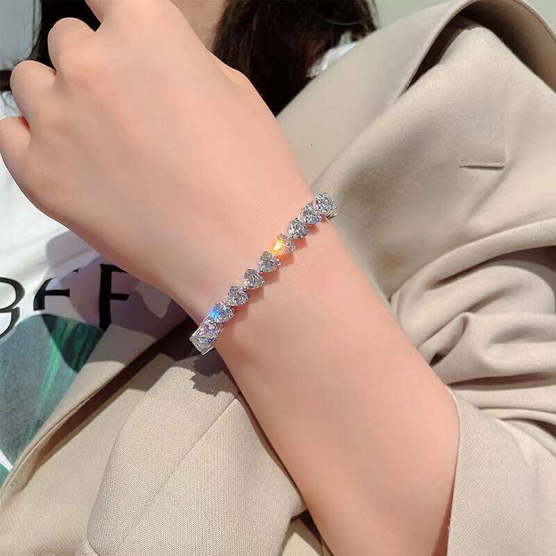 Fashion Niche Design S Pure Sier Tennis Chain Exquisite Light Moissanite Bracelet Jewelry