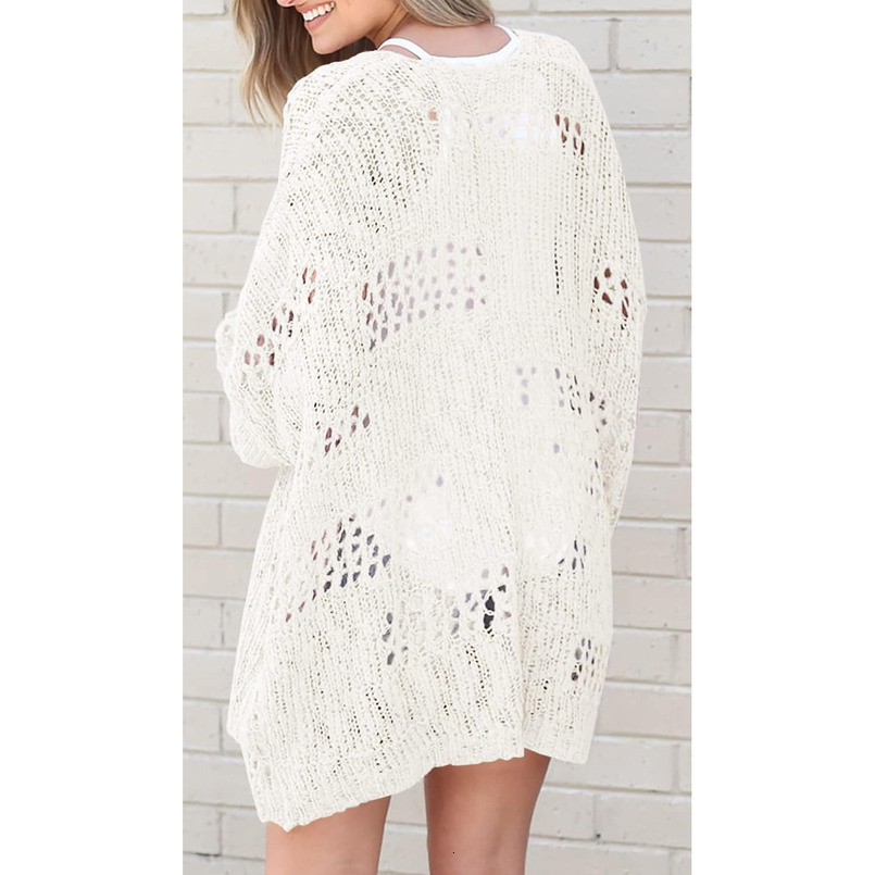 Womens Crochet Cardigan Sweater Kimonos Boho Solid Color Oversized Fall Open Front Outwear