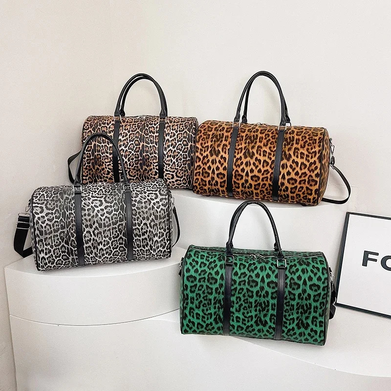 Classic Leopard Print Large Capacity Leisure Luggage Bag With Multiple Pockets And Shoe Compartment Sports Fitness Travel Bag 250903