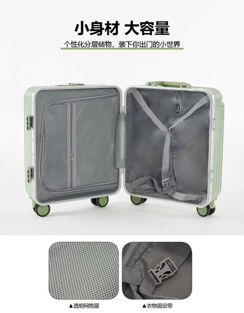 Wide Handle Suitcase 20 inch CarryOns Luggage Aluminum Frame Password Lock Universal Wheel PC Durable Zipper Trolley Case Z250905