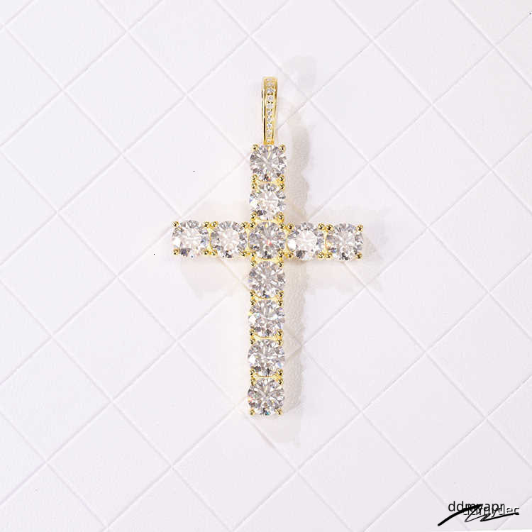 Custom 8Mm Wide Yellow Gold ddmydec Plated Sterling Sier Iced Out VVS Moissanite Cross Pendant For Necklace Jewelry ddmydec
