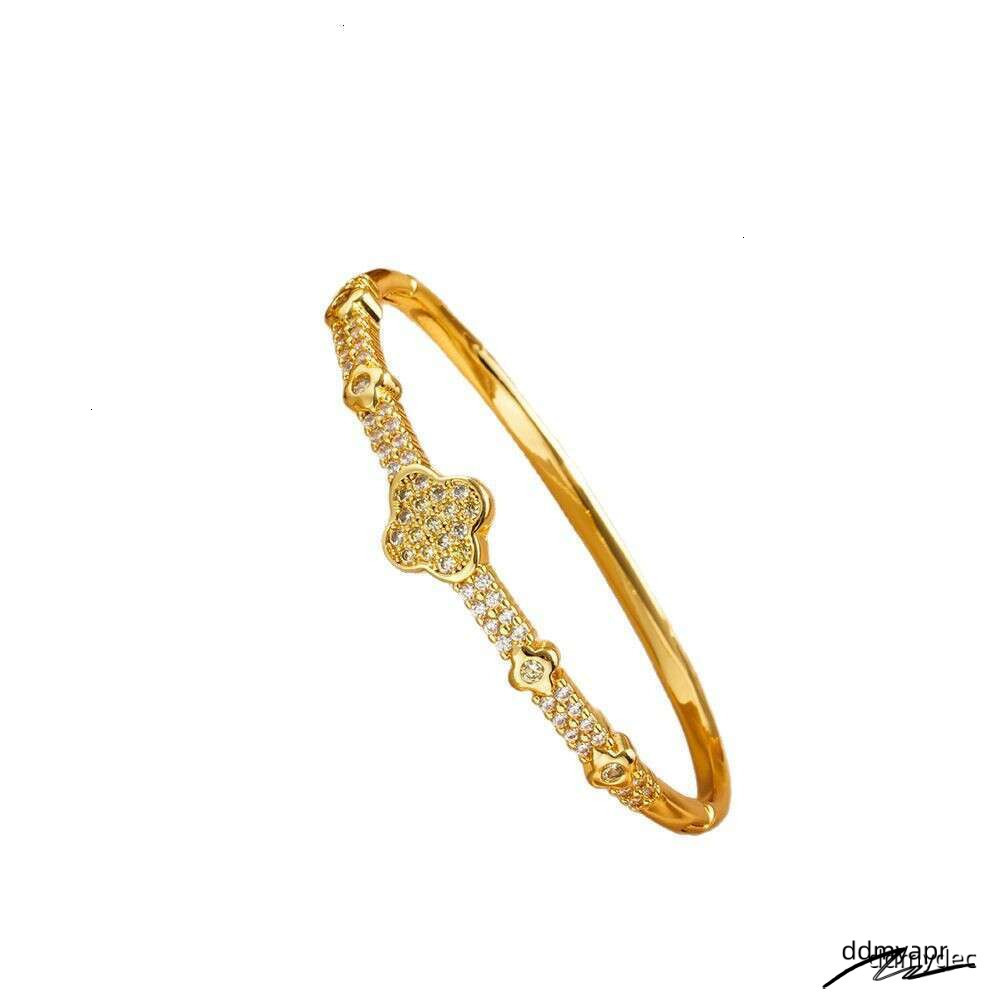 New Full Zircon Bracelet Open High-End Design With Inlaid Dias For Women ddmydec Four-Leaf Clover Non-Fading ddmydec