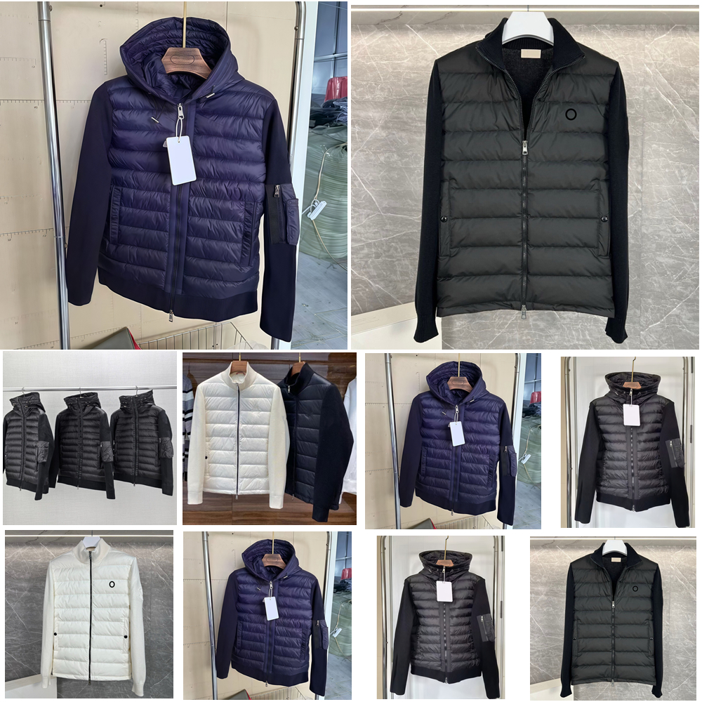 designer Mens autumn winter jacket High collar Knitted down splicing warm comfortable leisure coat sweater white duck down filling winterjacke jacke puffer jacket