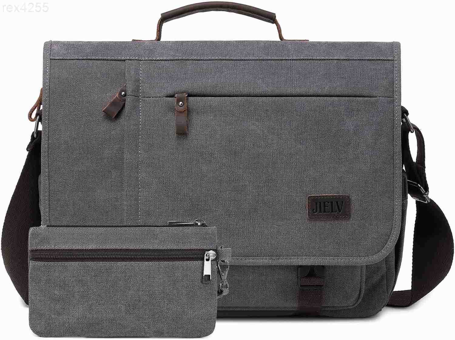 Messenger Bag 156 Inch Waterproof Genuine Leather Waxed Canvas Briefcase Large Leather Computer Laptop BagW250905