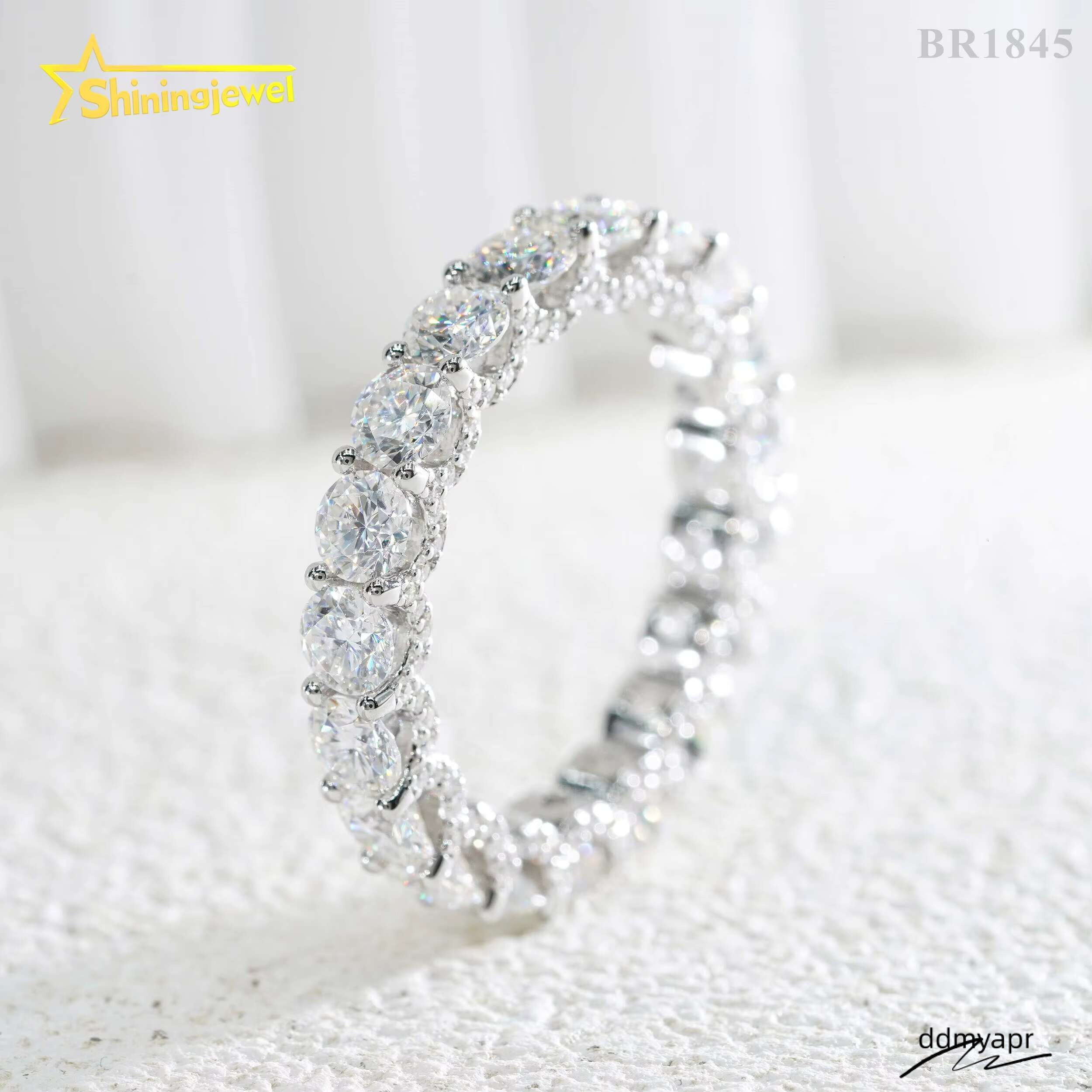Moissanite ddmyday Eternity In Sterling Sier - Iced Out Wedding Band For Women, High Quality VVS Gemstone Ring ddmyday ddmyday ddmyday