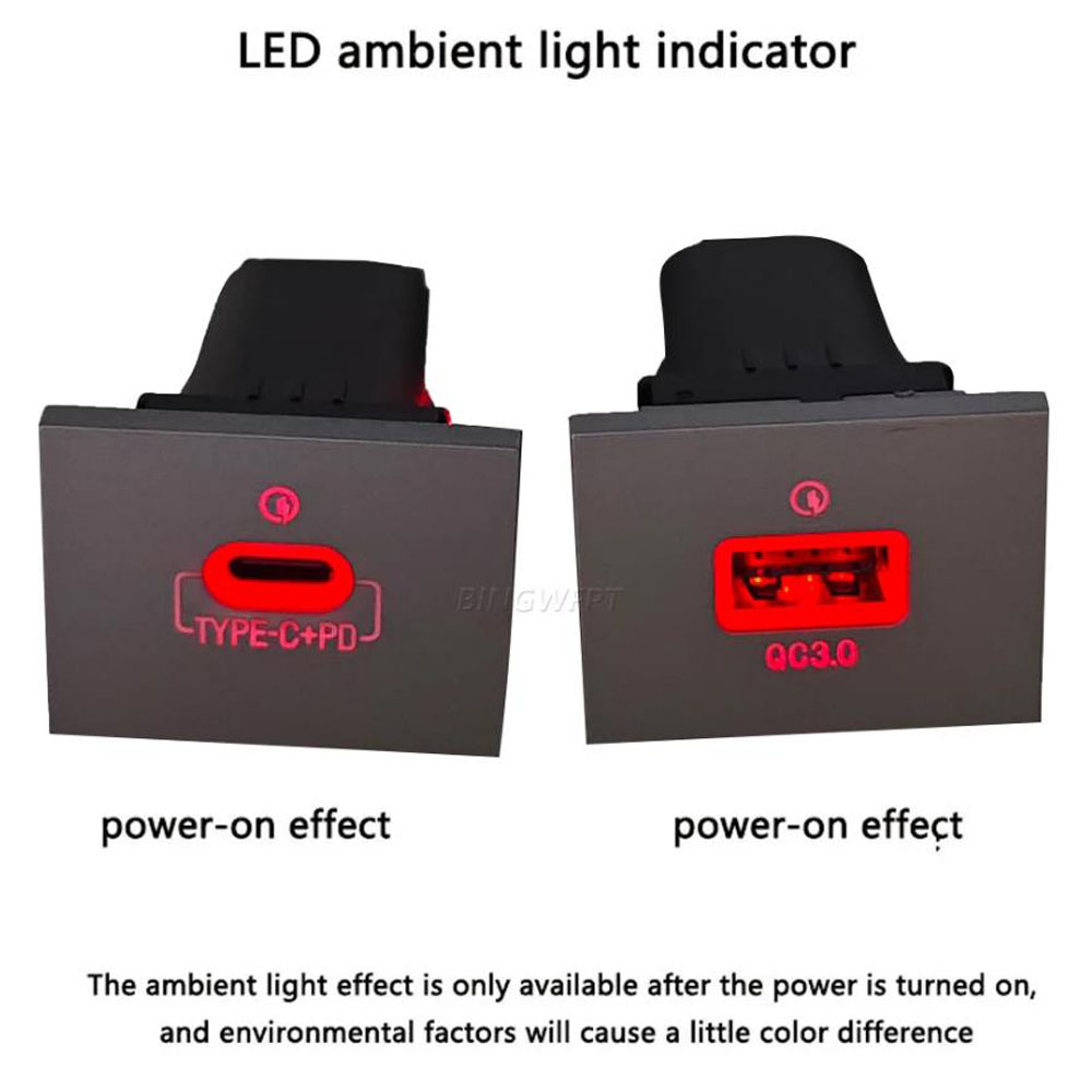 1pair USB Charger Socket Fast Charge Adapter QC3.0 Type-C PD Power Outlet Switch for Ford Focus 2 mk2 2009 2010 2011 Car Accessories