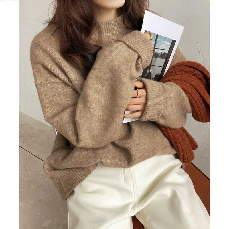 Womens round Neck Knitwear Loose Fit Thickened Soft Comfortable Autumn Winter New Style Solid Color Easy Wear Vintage Lazy Styl Z250905