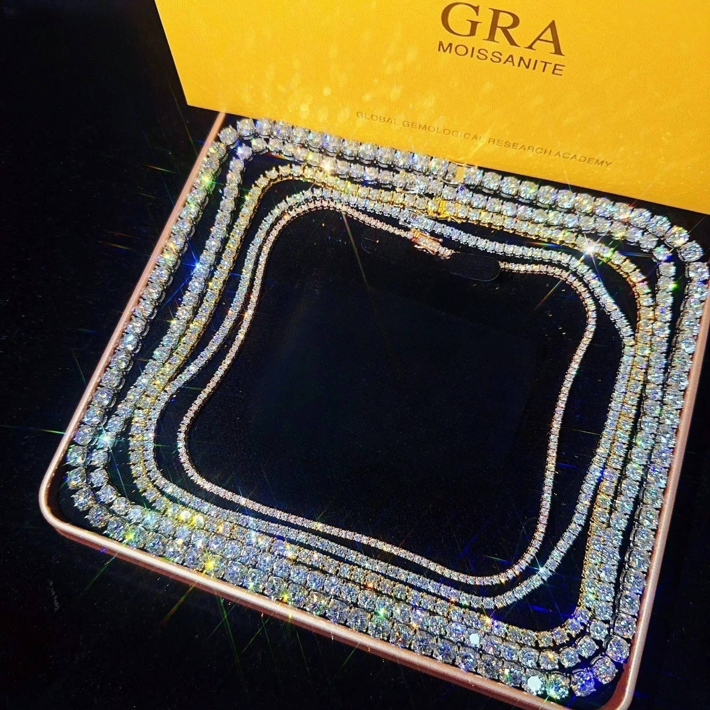 Cheapest Price 2MM 3MM 4MM 5MM Hip Hop Fine Jewelry Necklaces Sterling Silver DVVS Diamond Moissanite Tennis Chain Necklace