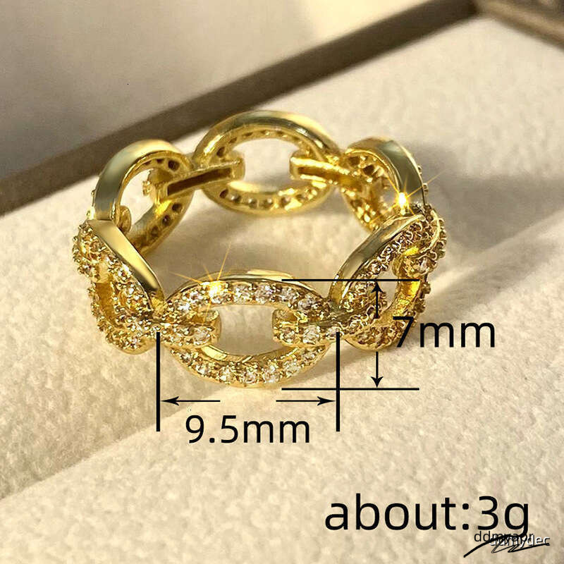 Geometric Micro-Pave - Gold/Rhodium Plated Circular Statement Ring With ddmydec Zircon Stones (Us Size 6-10) ddmydec