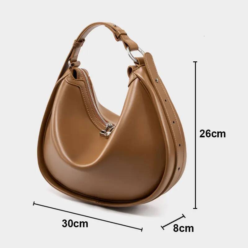 Designer Women's 2025 New Genuine Leather Women Shoulder Bag High Quality Cowhide Half Moon Handbags Crossbody Bags
