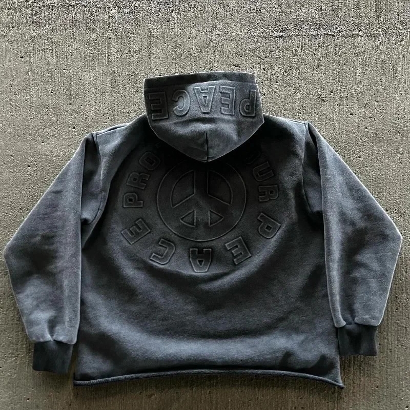 High Street Trend Vintage Alphabet y Hoodie for Men Y2k Goth Harajuku Fashion Coat Couple Casual Loose Sweatshirt 250904