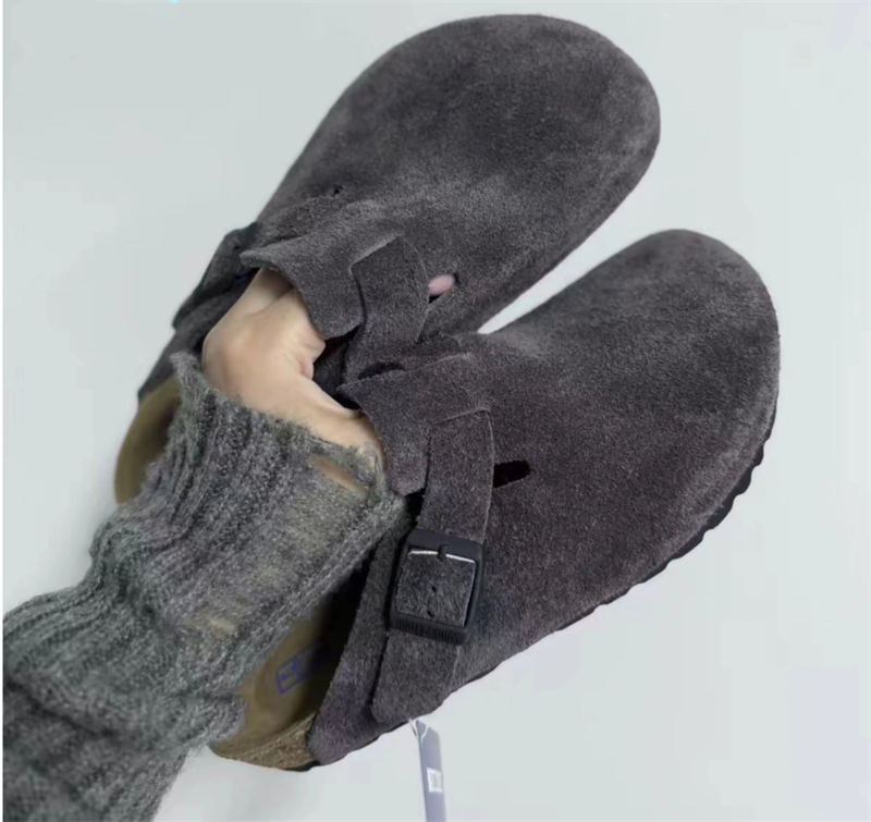 BIROTZXIUES Hot Designer Shoes Leather Cork Bottom Sandals for Women Casual Vintage Outerwear Slippers