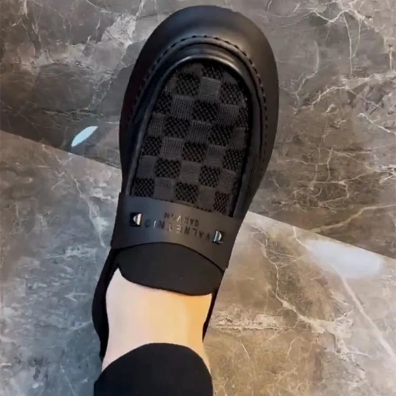 British Men Casual Lazy Shoes Business Slip On Bean Shoes Male Flat Shoes Platform Dress Man Leather Shoe Summer Autumn Loafers 250904 - view 4