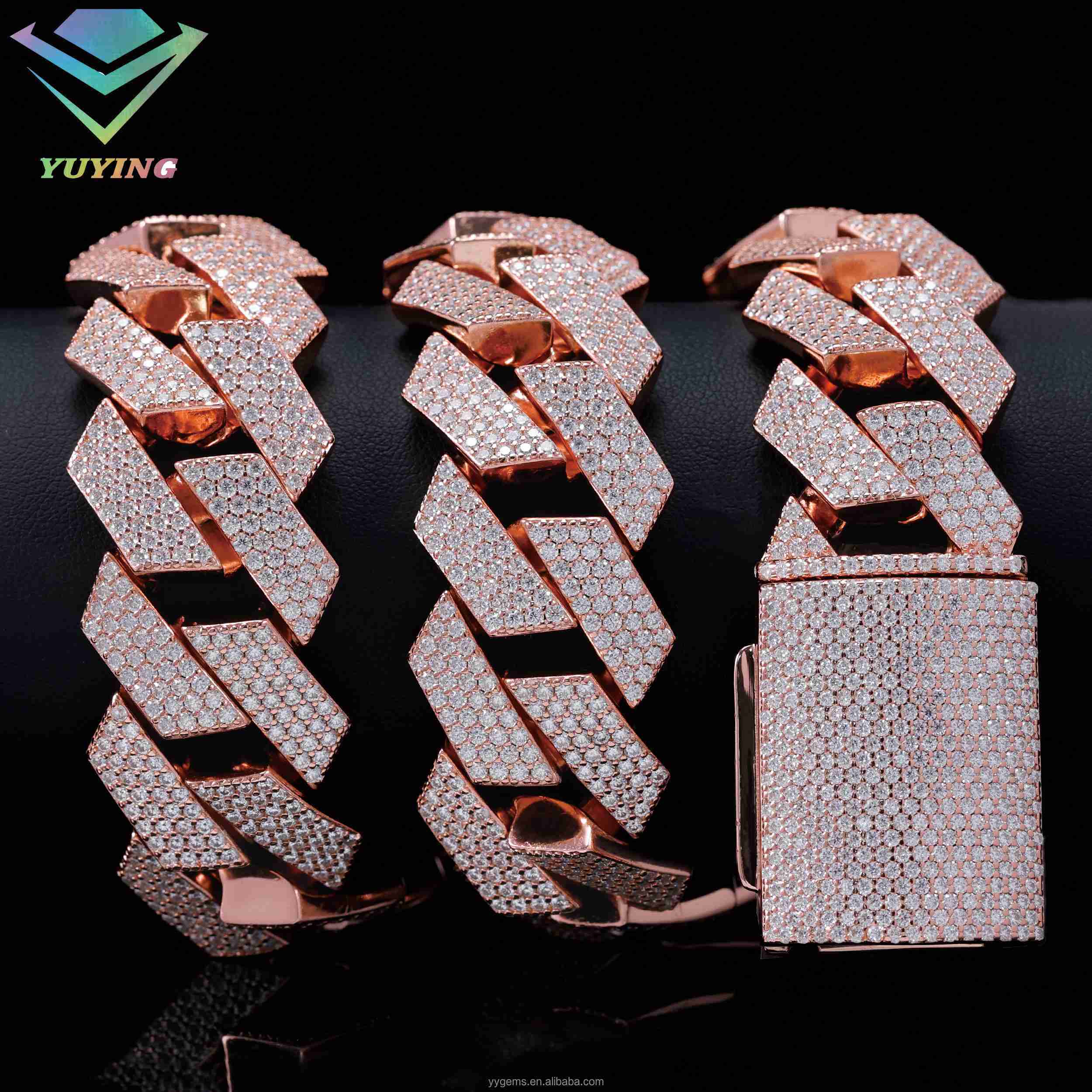 Big Size Luxury Design Heavy Silver Chain Fine Jewelry S925 Silver Chain Hip Hop Necklace VVS Moissanite Cuban Link Chain