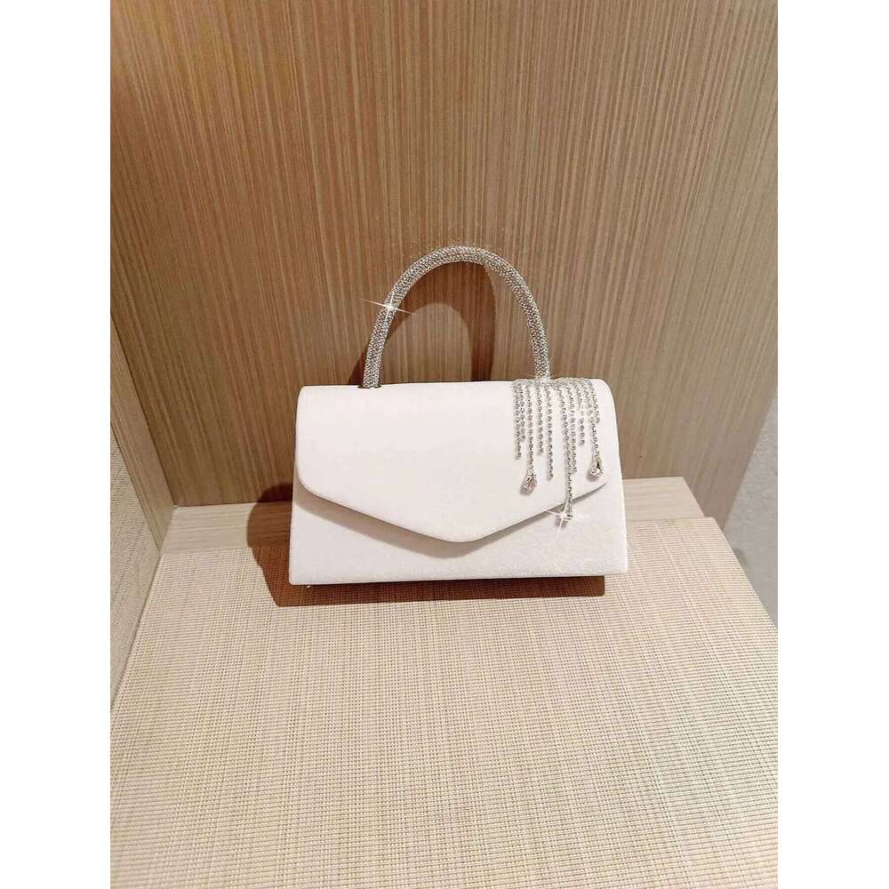 Ladies Autumn Retro Veet Flaps Evening Dress Tassel Banquet Promotion Party Handbag Bridal Bag Y241019