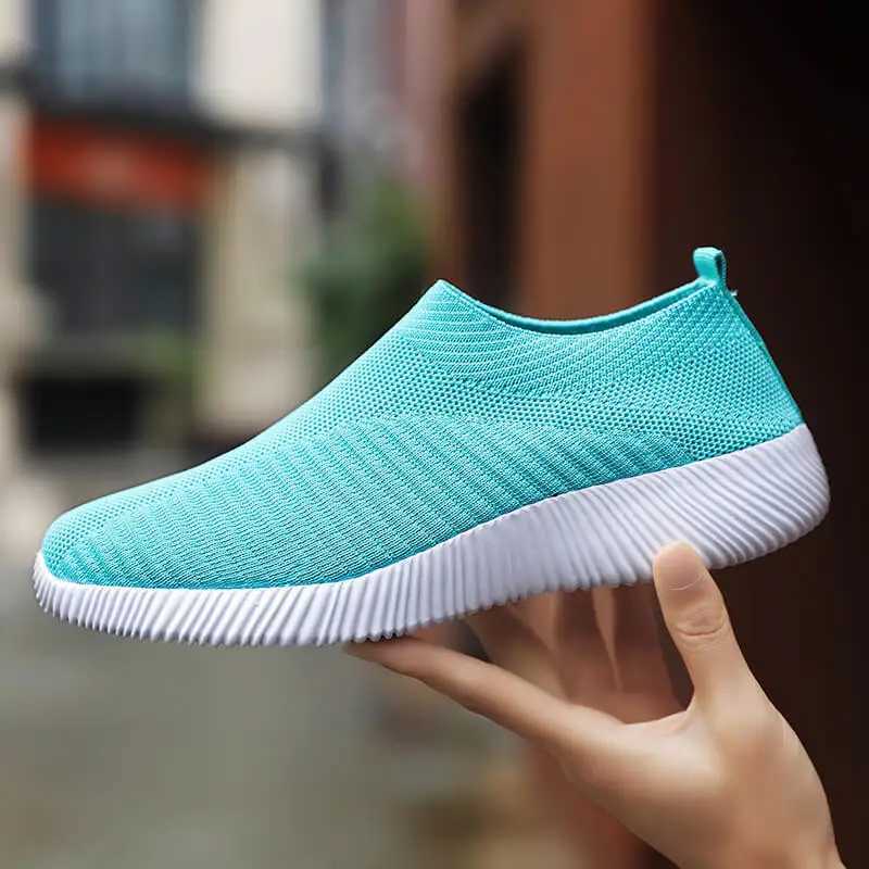 Womens Solid Color Sneakers Breathable Mesh Woven Outdoor Lightweight Low Top Walking Running Sports Socks Shoes Z250905