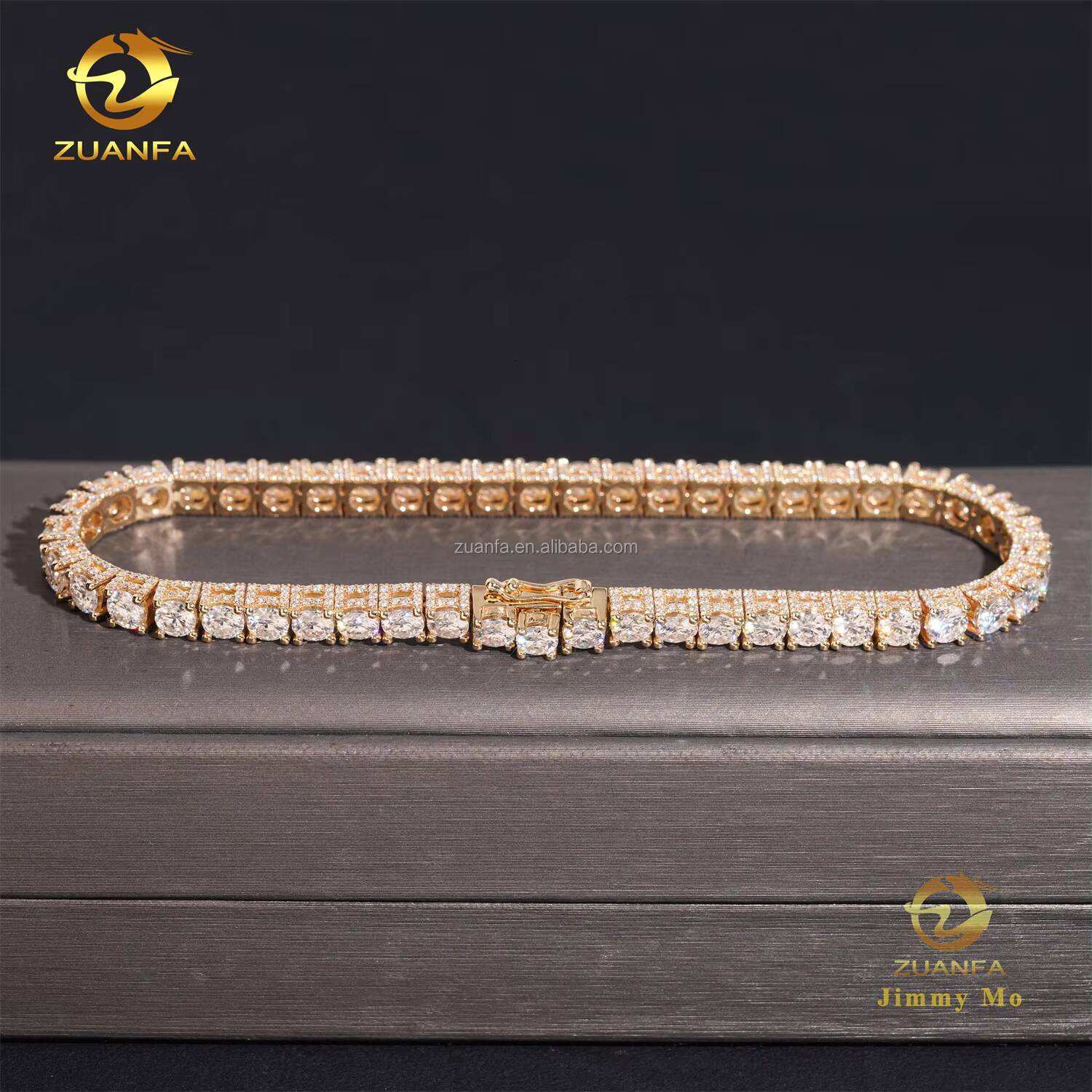 4mm 10k Real Yellow Gold Iced Out Luxury Jewelry Hip Hop Style GRA Certificates VVS Moissanite Cluster Tennis Chain Bracelet
