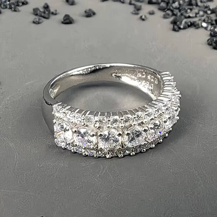 Original Vintage Luxury 925 Silver Garland 3 Rows VVS Moissanite Diamond Cluster Ring for Women Fine Jewelry