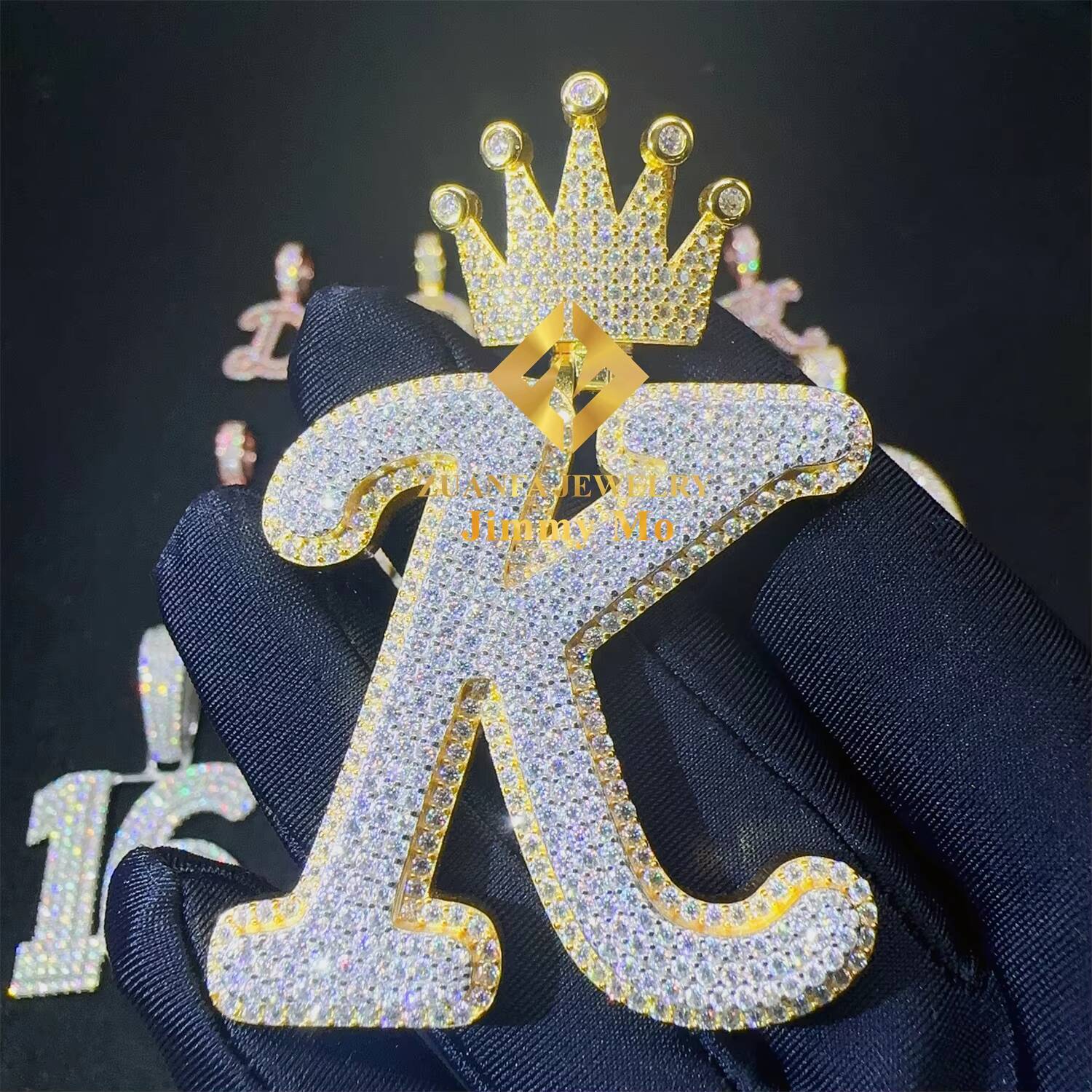 Custom Pass Diamond Tester GRA Certificates Iced Out Hip Hop Jewelry VVS Moissanite Diamond Initial Letter Pendant Necklace